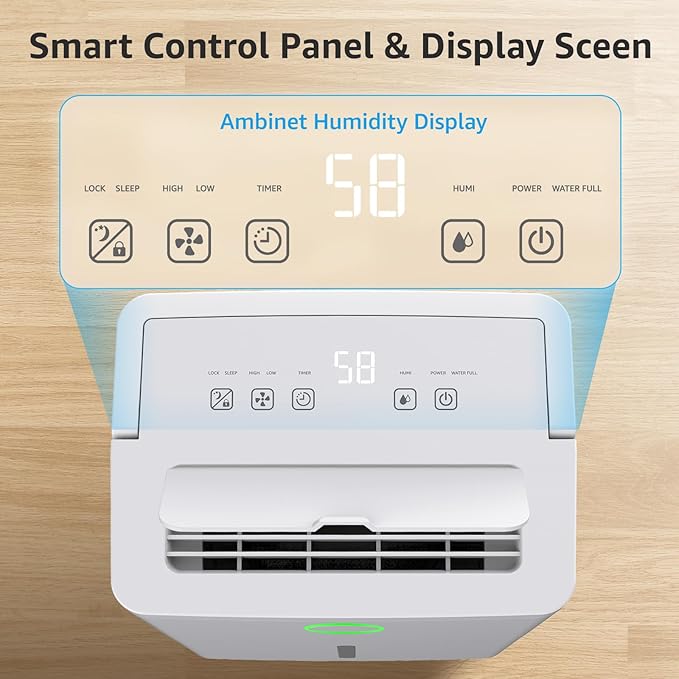 KNKA 1600 sq.ft Dehumidifier for Basement, 21 Pint Dehumidifiers for Home with Drain Hose, Continuous Drainage, Washable Filter, Intelligent Humidistat for Bedroom, Bathroom, Large Room - Image 6