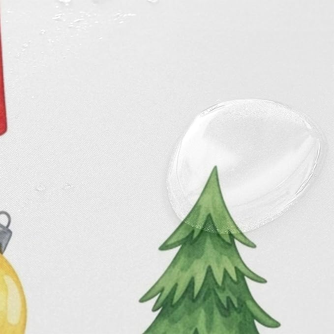 Car Christmas White Shower Curtain Liner 72×72 inch for Bathroom Curtain Anti Mold Shower Curtain with Hooks Shower Accessories - Image 4