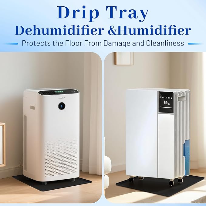 Dehumidifier Drip Mat, 23.6'' x 19.7'' x 0.78'' Humidifier Silicone Drip Mat With Raised Edge, Non-Slip,Spill-Proof, Dehumidifier Drip Tray,Prevent Water Leakage and Protect Floor & Carpet-Black - Image 5