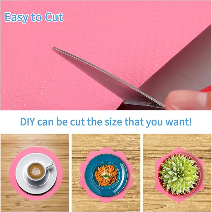 Bloss Shelf Liners, Non Adhesive EVA Drawer Mat Liners Roll for Bathroom, Kitchen, Desks, Deco Shelves 17.7×59 inch-Pink - Image 6