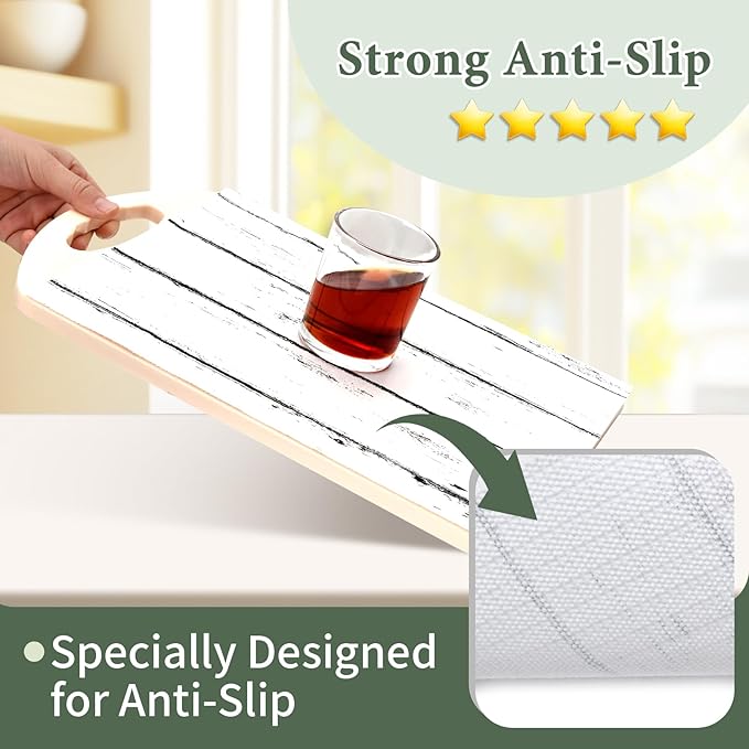Shelf Liner for Kitchen Cabinets Non Adhesive Drawer Liner 17in x 20FT White Grain Non-Slip Thickened Shelf Liner Paper Strong Easy to Clean for Tool Box Refrigerator with Knife and Tape Measure - Image 2
