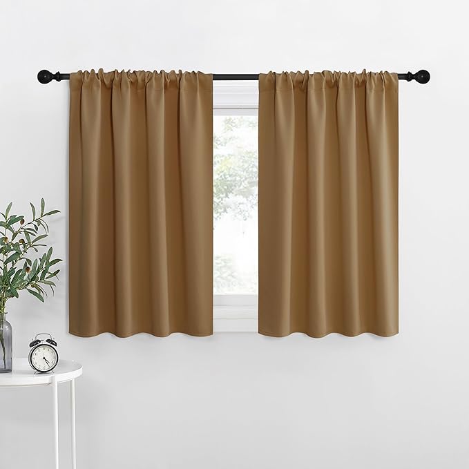 NICETOWN RV Blackout Curtains for Camper Windows, Gold Brown, 29" Wide by 40" Long, 2 PCs, Short Blackout Curtains & Drapes, Thermal Insulated Blackout Curtain Panels for Kids Room, Play Room by NICETOWN