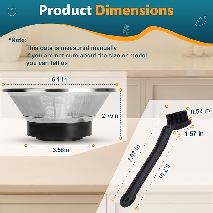 SP0010662 BR-1 Mesh Filter Basket with 2 Cleaning Brushes Compatible with Models JE95XL, JE98XL, BJE200XL Juicers - Detailing Cleaning Supplies Gadgets for Kitchen Appliances - Image 4