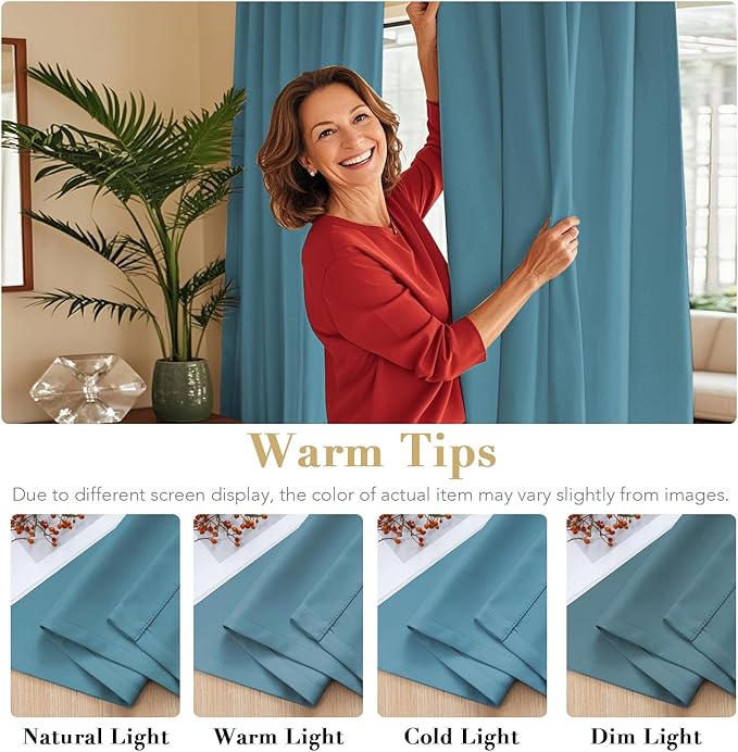 H.VERSAILTEX Blackout Curtains Thermal Insulated Window Treatment Panels Room Darkening Blackout Drapes for Living Room Back Tab/Rod Pocket Bedroom Draperies (2 Panels, Storm Blue, 52 x 72 Inch) - Image 6