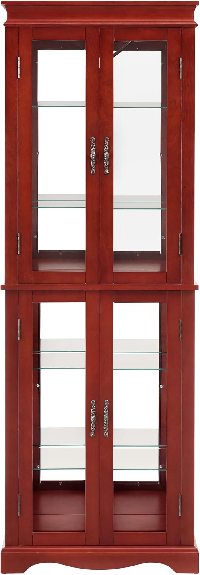 Lighted Glass Curio Cabinet with Lights & Adjustable Shelves,Curio Display Cabinet with Wood Frame,Corner Cabinet for Kitchen,Living Room,Office - Image 6