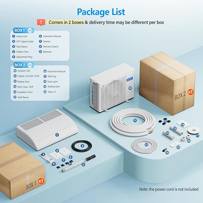 ROVSUN 22200 BTU Floor Ceiling Mounted Air Conditioner with Inverter & Remote Control, 23 SEER2 Ductless Mini Split AC/Heating System with Pre-Charged Condenser, Heat Pump & Installation Kit, 230V - Image 6