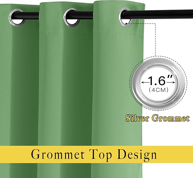 NICETOWN Kitchen Short Blackout Curtain and Drape - Thermal Insulated Solid Grommet Blackout Panel for Patio Bedroom Living Room (Single Panel, 52 inches by 45 inches, Froest Green) - Image 5