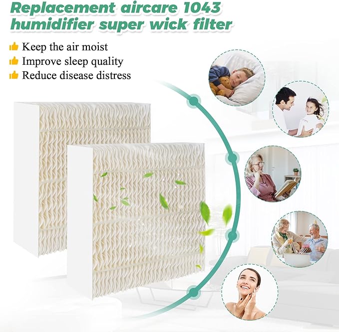 1043 Super Humidifier Wick Filters (2Pack) Replacement for Essick AirCare Evaporative Humidifier Filter EP9500 EP9700 EP9800 831000 821000 826000 826800, Bemis Space Saver 800 8000 Series by Techecook - Image 3
