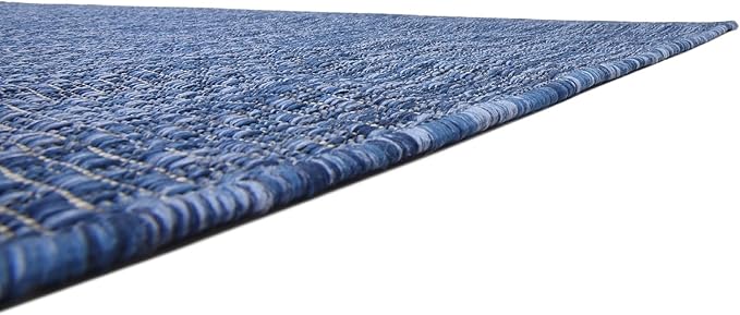 Unique Loom Collection Casual Transitional Solid Heathered Indoor/Outdoor Flatweave Area Rug (7' 1" x 10' Rectangle, Blue/Navy Blue) - Image 9