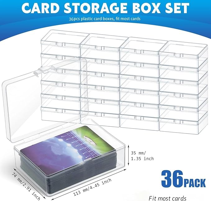 Vicenpal 36 Pcs Playing Card Boxes Clear Plastic Deck Cases Trading Card Storage Boxes Compatible with MTG TCG 100 Game Cases Holder 4.45 x 2.91 x 1.35 Inch - Image 2