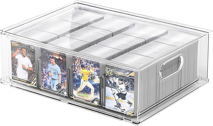 Trading Card Storage Box - Clear Large Storage Organizer Holds 3200 Cards with Dividers and Foam Blocks – Display Case for TCG, MTG & Sports Cards (1-Pack) by Unknown