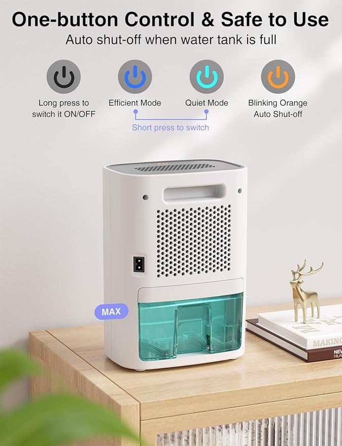 CLEVAST Small Dehumidifier for Home, 30oz Mini Air Dehumidifier for Bathroom & Bedroom, Portable Compact Quiet Dehumidifier for Closet, RV - Image 6
