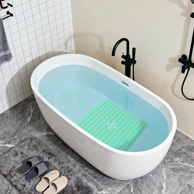 Anti-Slip Bathtub Shower mat, 20.8×20.8（Approximately 53×53cm） inch Soft Oversized Machine Washable Non-Slip Bathtub mat with Drainage Holes, Bathroom Floor Suction Cup.（1-Opaque Mars Green） - Image 5