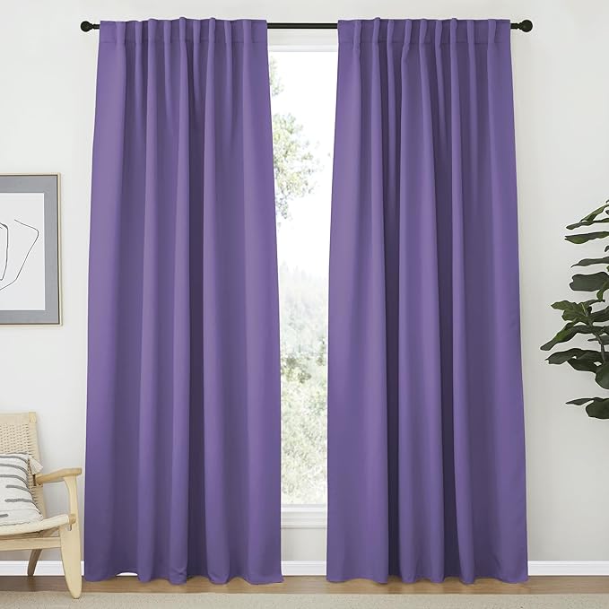 NICETOWN Living Room Blackout Draperies Curtains - (Lilac Color) W70 x L84, 2 Panels, Home Decoration Window Blackout Drape Panels for Patio Door by NICETOWN