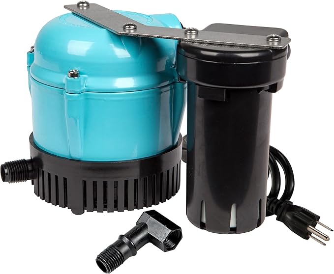 Little Giant 1-ABS 115-volt, 1/150 HP, 205 GPH Automatic Shallow Pan Condensate Removal Pump for Ceiling Mounted Air Conditioners or Dehumidifiers, Black/Blue, 550521 by LittleGiant