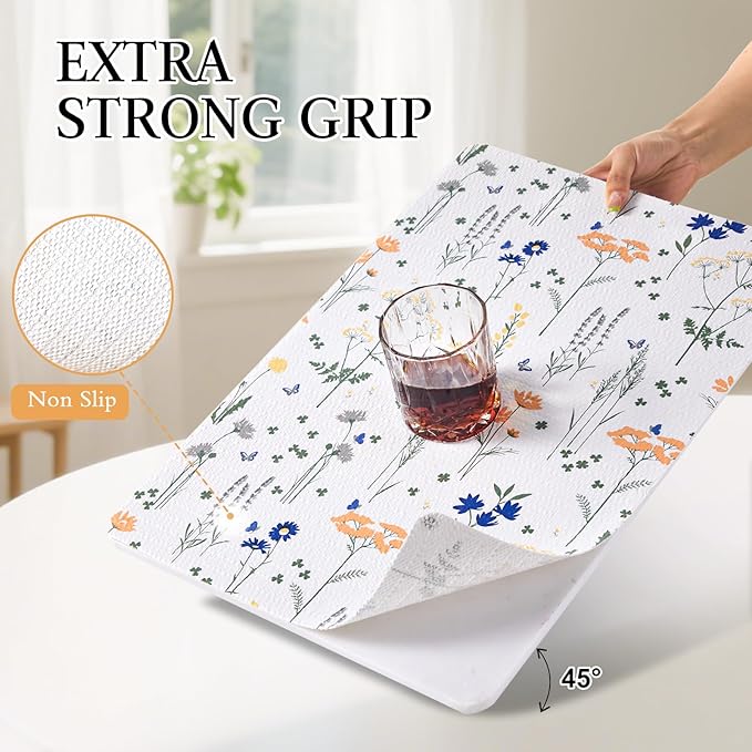 Beautysaid Shelf and Drawer Liner for Kitchen Cabinet, Non Adhesive Non Slip Shelf Paper Waterproof Washable Thickened for Dresser Pantry Shelve Bathroom Protector Liner(Floral,12 in x 10 FT) - Image 2