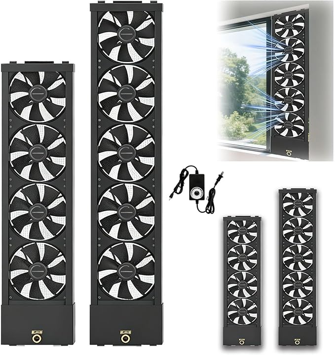 Vertical Window Exhaust Fan, Adjustable Speed - Retractable Sliding Window Easy Tool-Free Installation, for Bedroom Kitchen Office, Alternative to AC Fan and Household Fans(3.77-3.94FT) by Unknown