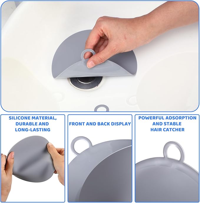 Yinkin 6 Pcs Drain Covers to Keep Bugs Out Silicone Shower Floor Tub Stoppers Bathtub Drain Stoppers Sewer Anti-Odor Mats Deodorizing Plugs for Bathroom(6 x 6 Inch,Round,Grey) - Image 5