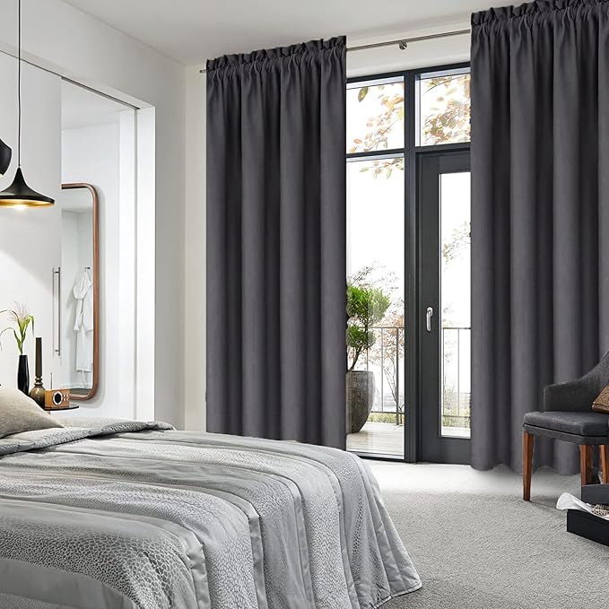 DWCN Blackout Curtains for Bedroom 84 inches Long 2 Panels Set, Solid Thermal Insulated Energy Saving Rod Pocket Window Treatment Curtains Blackout Drapes (W38 x L84 Inch, Dark Grey) - Image 2
