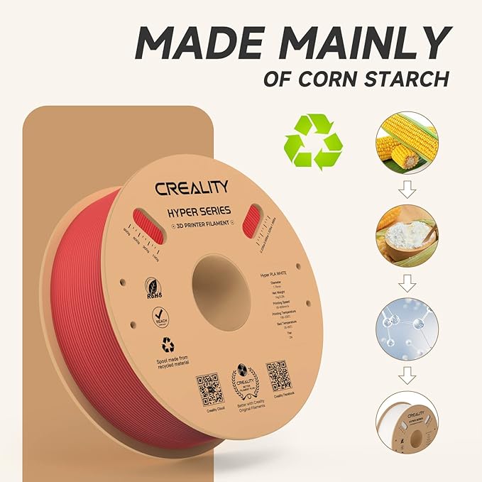 Official Creality Hyper PLA Filament 1.75mm, High Speed PLA 30-600mm/s Rapid 3D Printer Filament, Dimensional Accuracy +/-0.02mm, Fit Most FDM 3D Printers，1KG(2.2lbs) Spool Red - Image 5