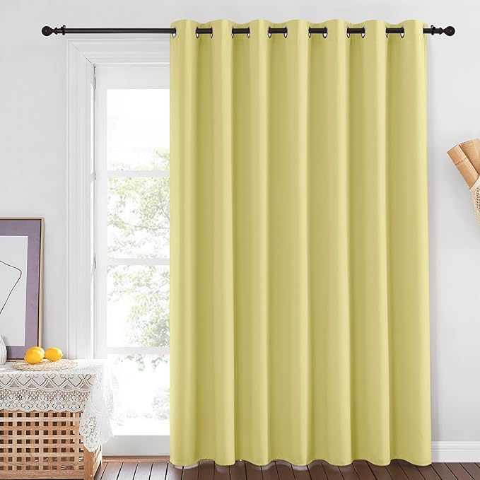 NICETOWN Blackout Sliding Glass Door Curtain 84 inches Long, Grommet Thermal Insulated Light & Heat Blocking Drape Window Treatment for French Door, W100 x L84, 1 Panel, Paler Yellow - Image 2