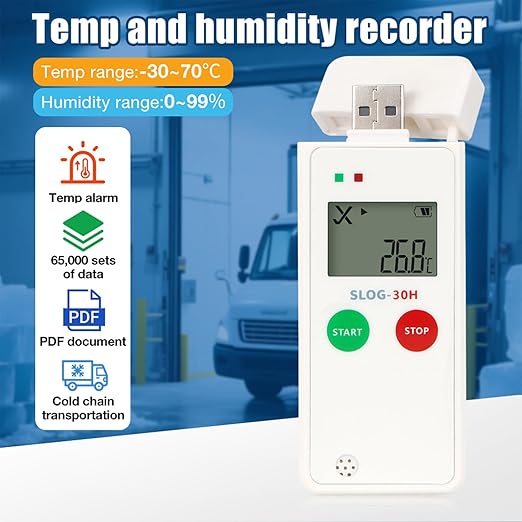 High Accuracy Temperature Humidity Data Logger with LCD Display Alarm Function for Warehouse Cold Chain - Image 2