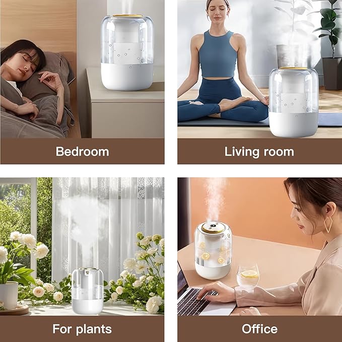 Air Humidifier for Bedroom, 2L Quiet Cool Mist Humidifier for Plants Dorm Room Office Home Car Personal Humidificador with 3 Mist Modes & Night Light - Image 8