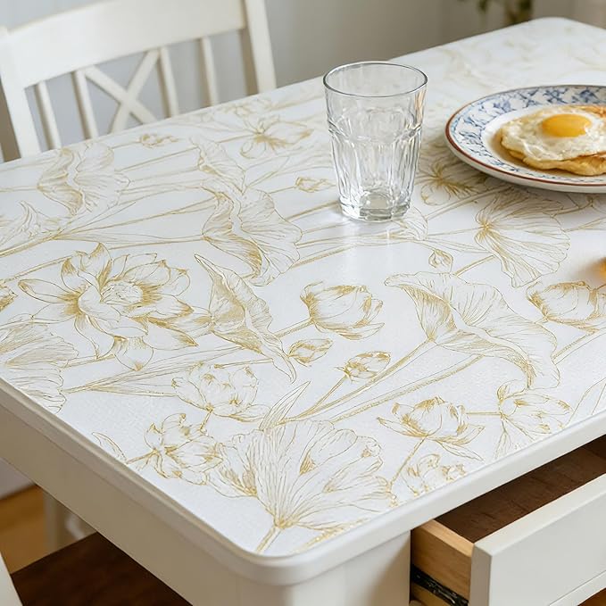 Shelf Liners Non Adhesive Light Base Gold Lotus Pattern - Thickened Non-Slip Easy to Clean Drawer Liner for Kitchen Cabinets, Tool Box, Refrigerator, with Knife & Tape Measure, 12in x 10FT - Image 8