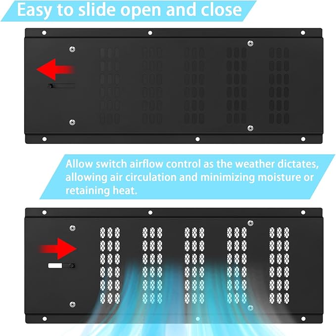 Crawl Space Vent Cover,Foundation Vent Cover for Crawl Space Garage Attic Home Improvement,16"x6.5" Outdoor Foundation Air Wall Vent with Damper&Screen to Reduce Moisture,Black,1PCS - Image 3