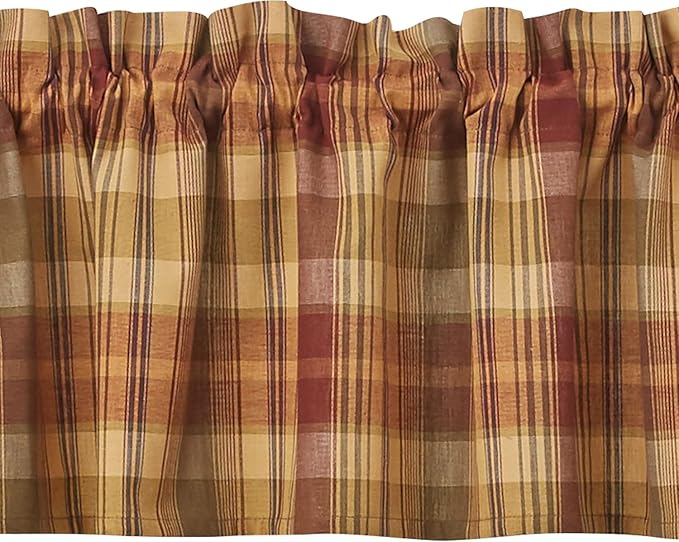 Park Designs Farmhouse Kitchen Valances for Windows - Red Saffron | Fall Decor Window Valance Curtains | Plaid Curtain Valances for Windows | Ideal for BOHO Living Rooms & Bathrooms | 72" x 14" - Image 7