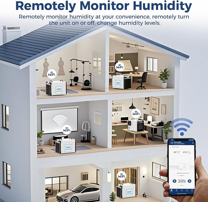 ALORAIR Wi-Fi Crawl Space Dehumidifier, 198 PPD Basement Dehumidifiers with Condensate Pump, Auto-Defrost, Rare Earth Alloy Tube Evaporator - Image 3