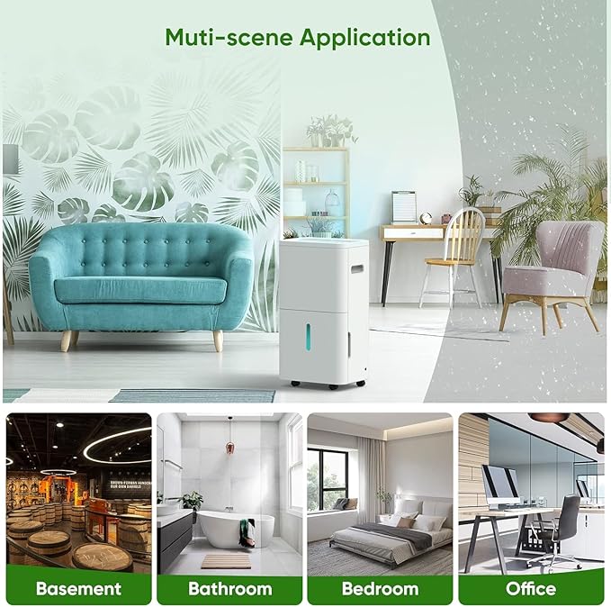 Dehumidifier, Dehumidifier for Basement with Drain Hose Max 70 Pints, Dehumidifiers for Home up to 4,500 Sq. Ft, Ideal for Bedroom, Bathroom & Large Rooms, Humidity Control, Dry Clothes, 24HR Timer - Image 9