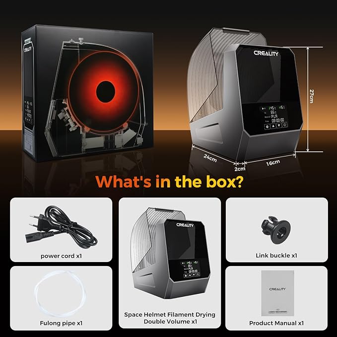 Creality Filament Dryer, Dual-Spool Space Pi Filament Storage Box -Double 360° Heating with 110W PTC Heater LCD Touch Screen One-Key Set Filament,Dehydrator 1.75/2.85/3mm Support PLA PETG ABS TPU - Image 8