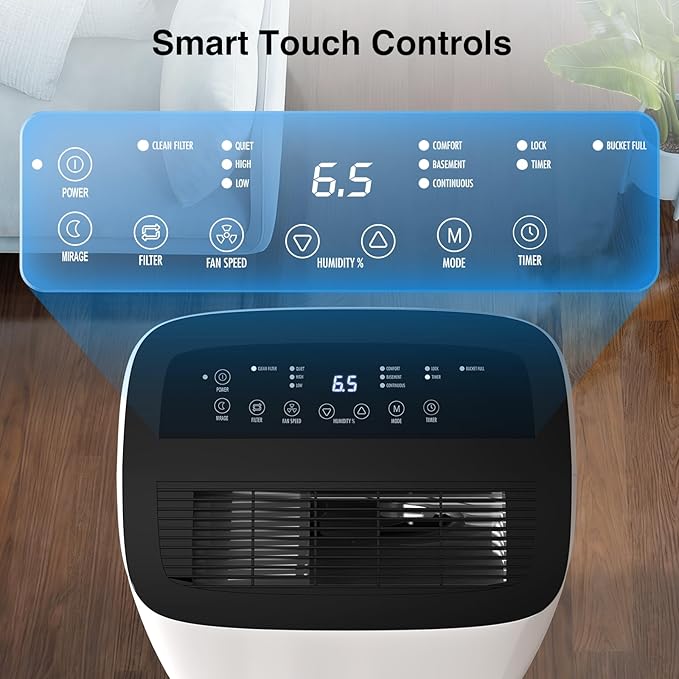 ZAFRO Dehumidifiers for Home and Basement with Drain Hose, Energy Saving Max 80 Pints Dehumidifier with Auto or Manual Drainage, Auto Defrost, Three Modes, 24Hrs Timer - Image 4