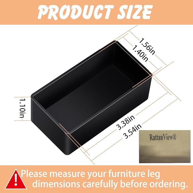 8pcs Rubber 2x4 Wood Post End Cap Rectangle Furniture Leg Caps Black Chair Table Leg Covers(1.5" x 3.5"), End Covers for Lumber Fit (1-1/2" x 3-1/2") 2x4, Anti- Scratches and No Noise - Image 2