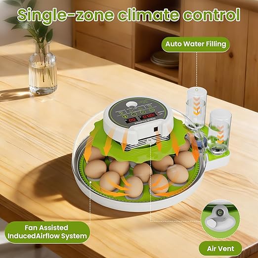 18-Egg Incubator incubators for Hatching Eggs with Automatic Egg Turning & Humidity Control, Transparent HD Panoramic Viewing & Candler Fertile for Farms, Science, classrooms, Homes Chickens Ducks - Image 6