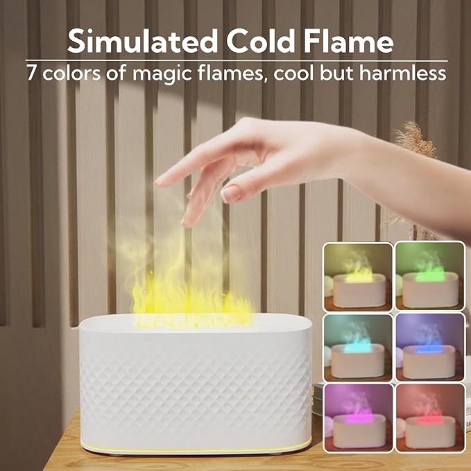 Portable Small Humidifier Dual Nozzle - Large Cool Mist Humidifiers Double Spray Ports, Water Shortage Protection, Ultra-Quiet, Mini Humidifier for Bedroom Plants Office Car Travel (Flame Volcano) - Image 3