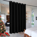 RYB HOME Space Divider Wall Panel, Room Darkening Drape for Bedroom Furniture Protected Blackout Space Partition Curtain for Patio Sliding Door/Locker Room, 10 ft Wide x 9 ft Tall, Black, 1 Pcs by RYBHOME