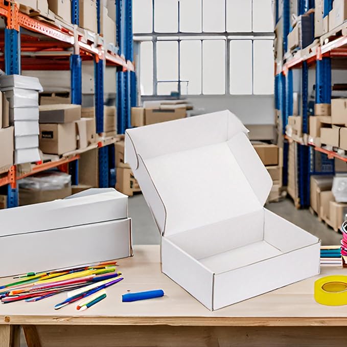 Small Shipping Boxes 10x10x3 Inch (25 Pack) - Sturdy White Corrugated Cardboard Boxes for Small Business, Ecommerce, Mailing & Packaging | Recyclable Gift & Storage Boxes - Image 3