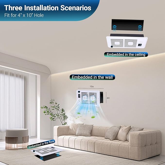Register Booster Fan Fits 4" x 10" Register Holes, Vent Fan with DIY Scent Diffuser,Quiet 10-Speed Smart Heating Cooling AC with LCD Screen,Remote Control and Thermostat Control for Home,Wall,Floor - Image 6