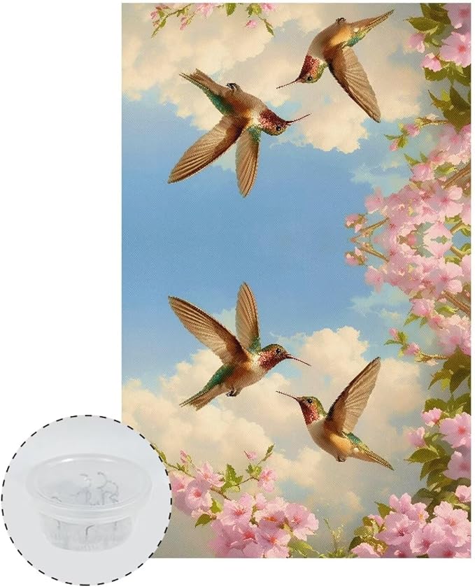 Hummingbird Headrest Cover for Recliner Non-Slip Peach Flower Furniture Slipcover Washable Fabric Headrest Protector Couch Recliner Headrest Cover Fashion Home Festival Decor - Image 2