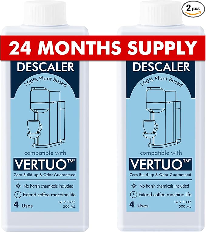 Nespresso Compatible Descaling Solution, 2 Years 8 Total Uses Descaling Kit. Effectively Remove Limescale & Mineral Build-Up. Restore Your Machine's Performance and Extend Lifespan for Perfect Coffee by NewEnglandStories