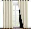 NICETOWN Living Room Completely Shaded Draperies, Privacy Protection & Noise Reducing Ring Top Drapes, Black Lined Insulated Window Treatment Curtain Panels (Beige, 2 Pieces, W55 x L86) by NICETOWN