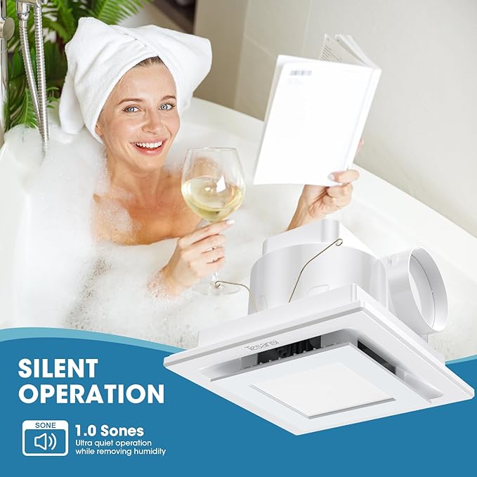 Bathroom Exhaust Fan with Light, Ultra-Quiet 100 CFM Ventilation & 3CCT LED Light, Ceiling Mount Bath Fan for Family Bathroom and Home Gym - Image 3