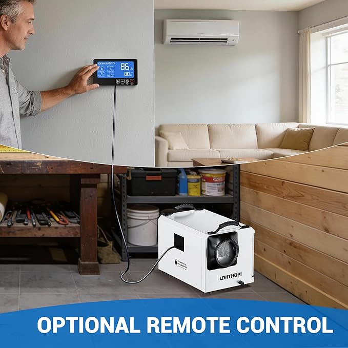LDHTHOPI 145 Pint Commercial Dehumidifier with Drain Hose for Crawl Spaces Basements Industry Water Damage Unit Restoration, Up to 6000 Sq.Ft, Auto Defrost, Memory Starting(Gift Directional Wheels) - Image 7