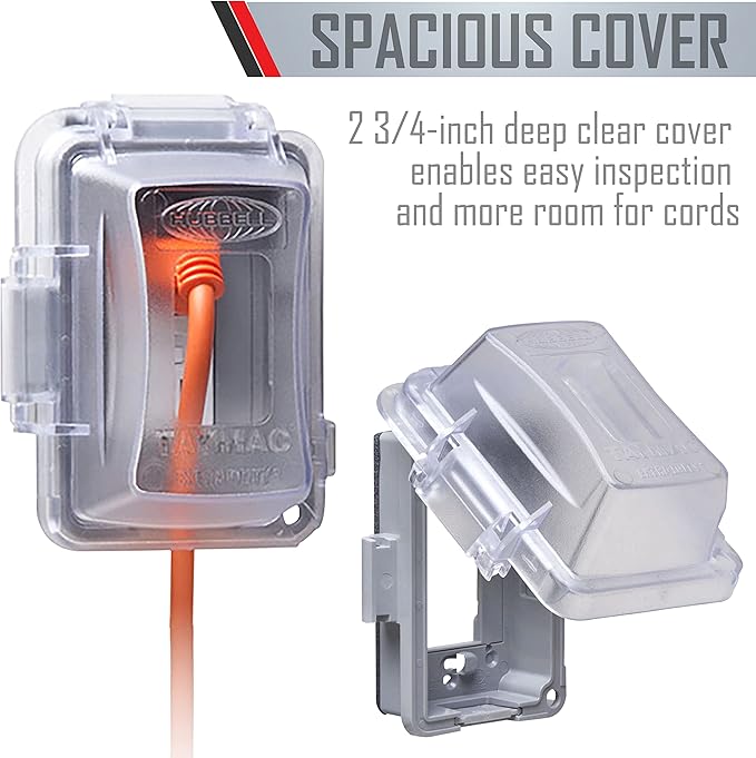 TayMac MM420C 1-Gang Nonmetallic Extra Duty Weatherproof In-Use Horizontal/Vertical 16-in-1 Standard Cover, 2.75 in, Clear - Image 6