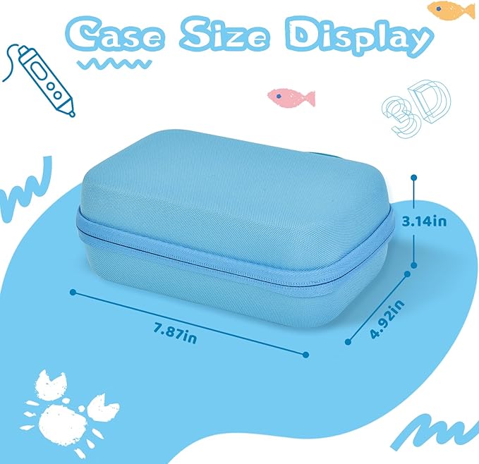 Case Compatible with 3Doodler Start+ Essentials for 3D Pen Set for Kids, Carrying Holder Fit for Printing Pens, Storage Organizer for Printing Filament Refill, Micro-USB Charger (3D-02-Blue) - Image 2
