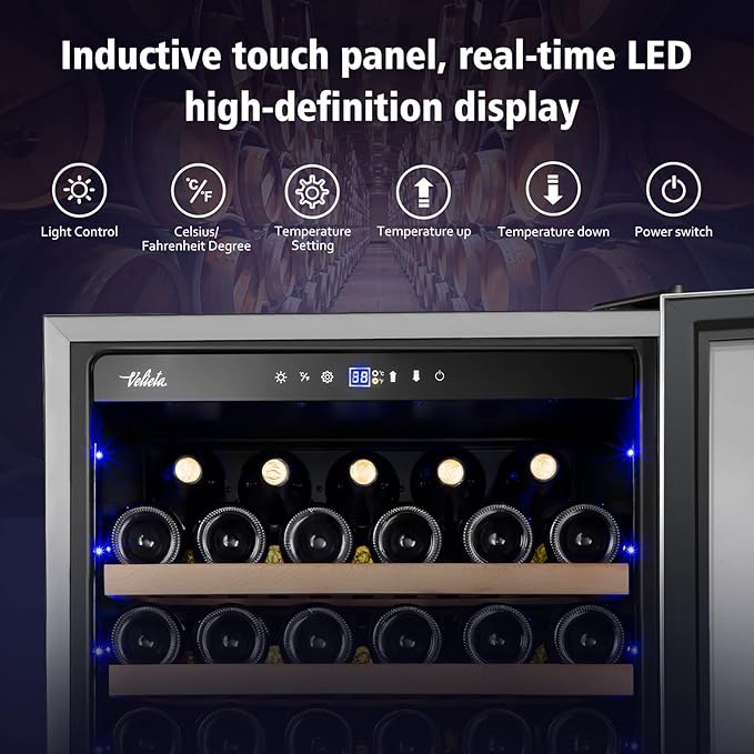 24 Inch Wine Cooler Refrigerator, 179 Bottles Professional Wine Cellars with Powerful Compressor,Quiet Operation and Elegant Design for The Wine Lovers - Image 4