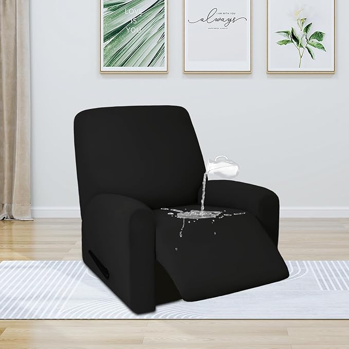PureFit 100% Dual Waterproof Couch Cover Slipcovers for Couches and Sofas - Stretch Non Slip Fleece Sofa Covers Washable, Leakproof Furniture Protector for Kids, Pets, Dog (Recliner, Black) - Image 2