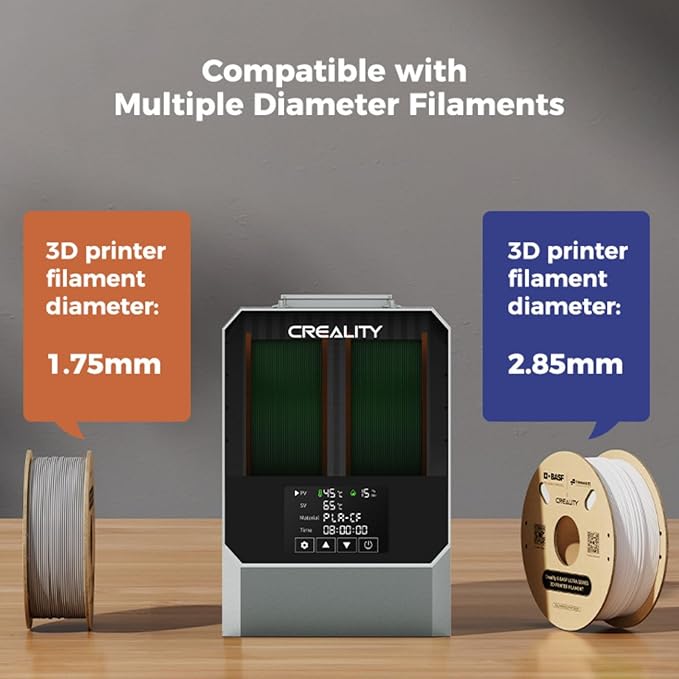 Creality Space PI Filament Dryer Plus, 2 Spools 3D Printing Filament Storage with Built-in Fan, 4” Touch Screen, 360℃ PTC Heating, Upgrade Dehydrator Storage Box for 1.75/2.85mm PLA/PETG/ABS/Nylon - Image 3